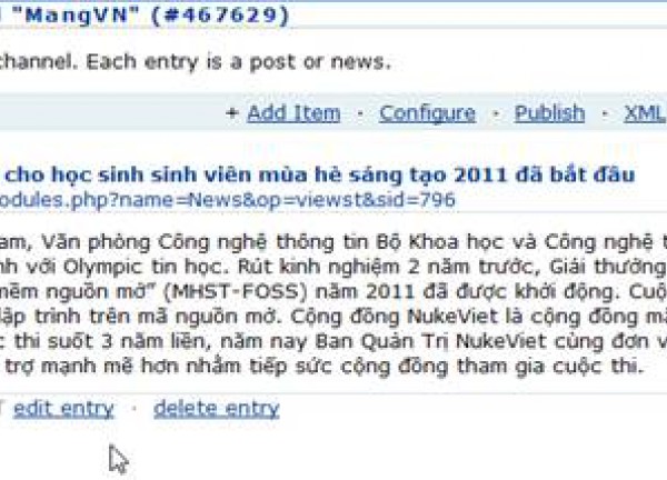 Module myRSS - cung cấp dịch vụ tạo RSS