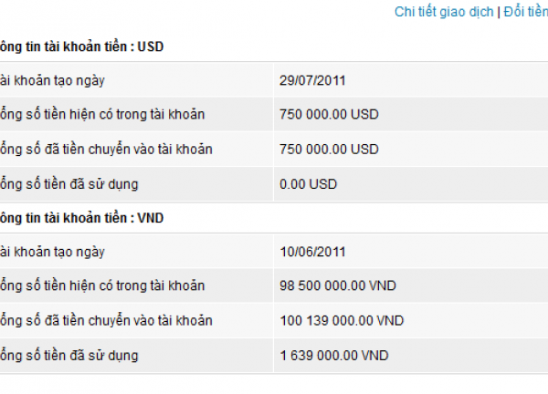 Module tài khoản tiền (nâng cao)