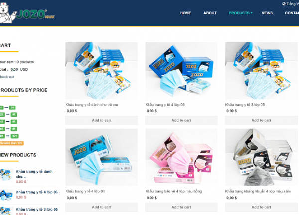 Web shop - Khẩu trang