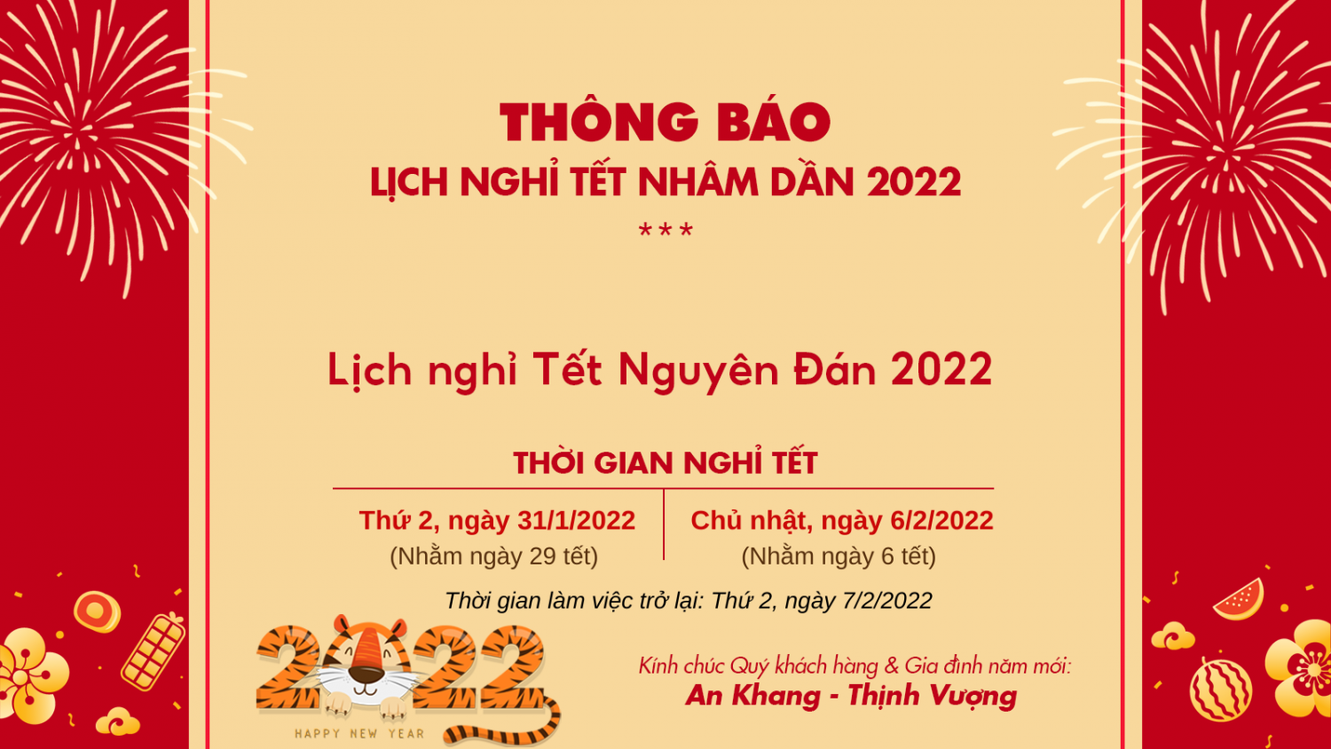 Lịch nghỉ tết Nguyên Đán năm 2022 của Webnhanh