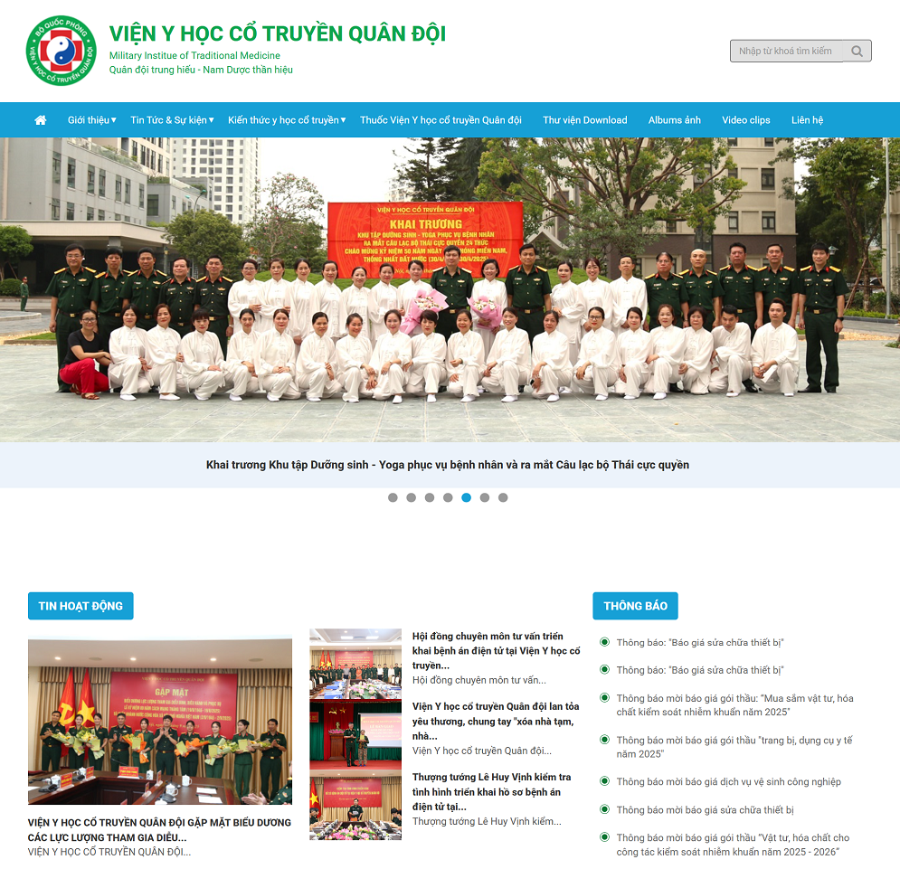 Web tin tức - Viện YHCT Quân đội